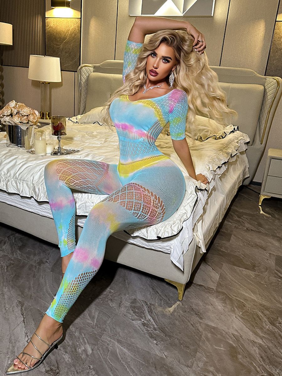 Tie Dye Mesh Fishnet Bodystocking