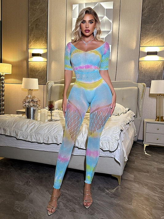 Tie Dye Mesh Fishnet Bodystocking
