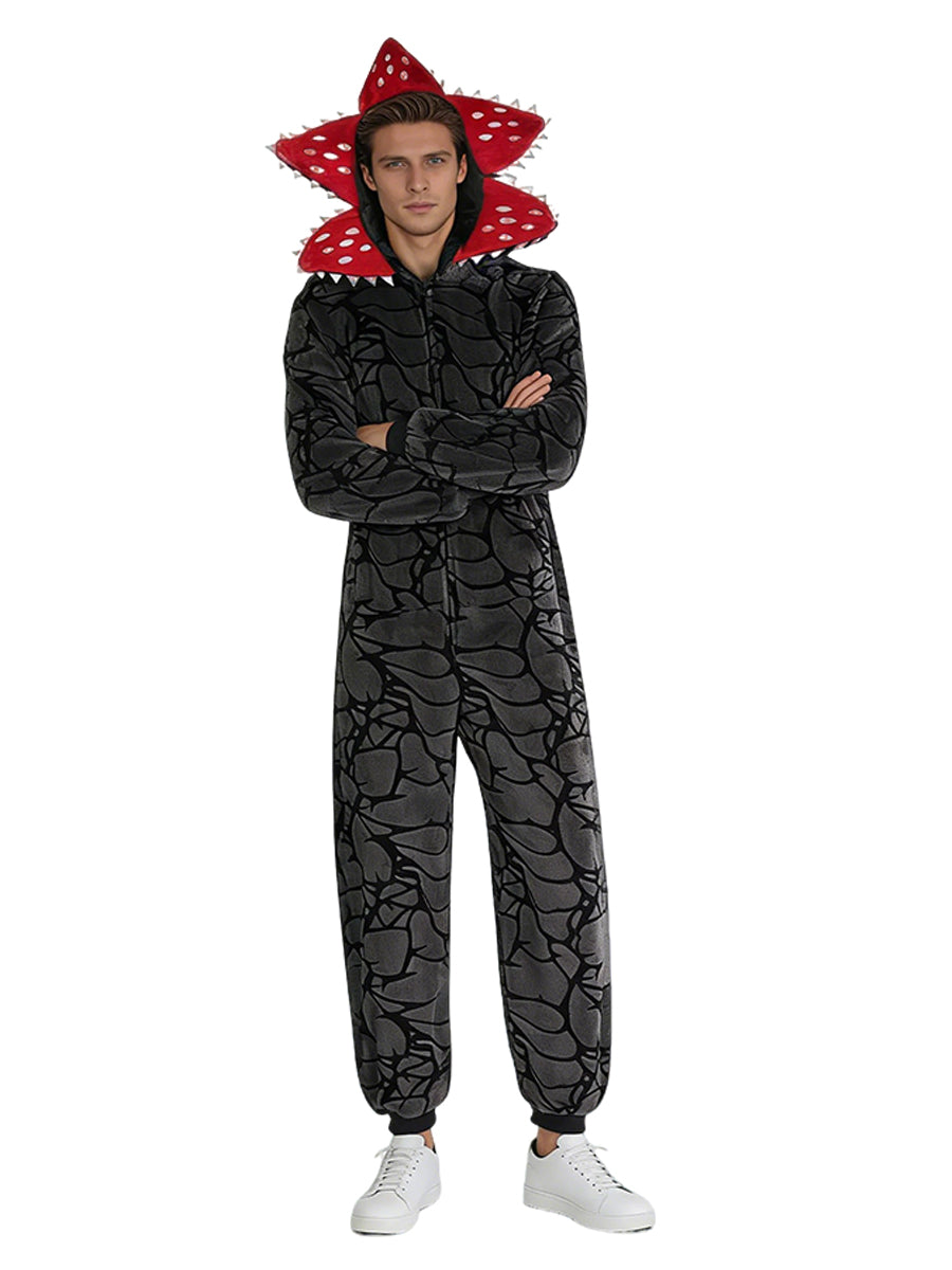 Scary Floral Fleece Hooded Jumpsuit