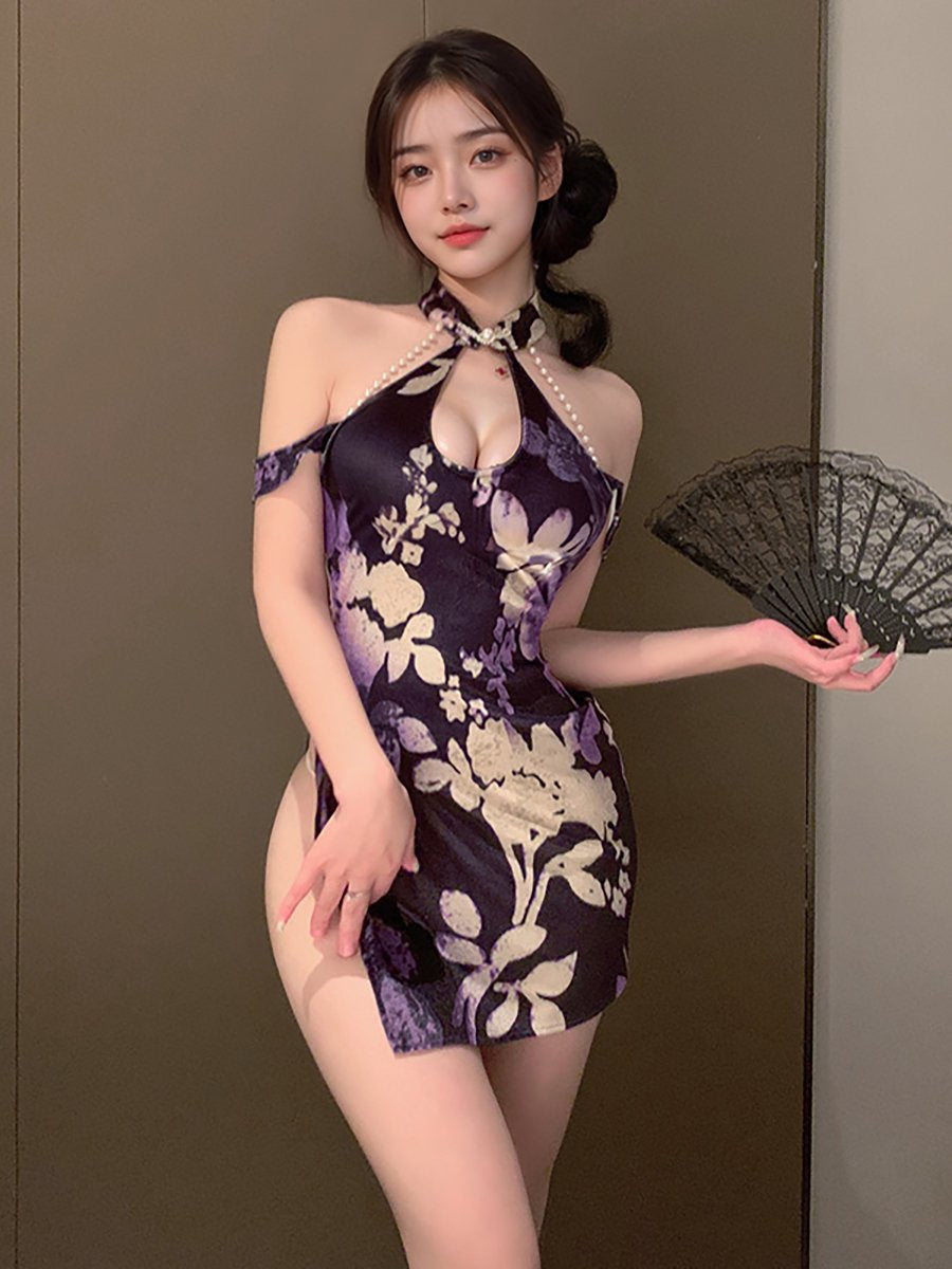 Draping Pearl Chinese Lingerie Dress