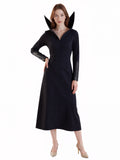 Gothic Black High-Collar Long Dress
