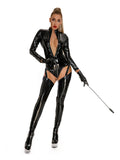 Wet Look Garter Bodysuit with Stocking - jonesjonas