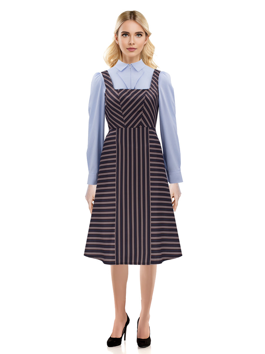 Brown Striped Witch Blazer and Dress Set