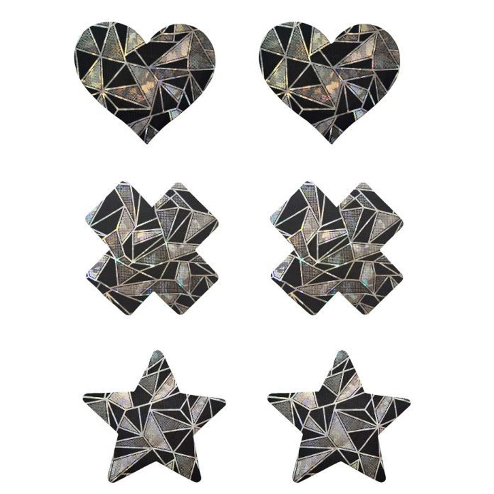 Yomorio 3 Pack Black Reflective Pasties Geometric Nippe Covers Pasties
