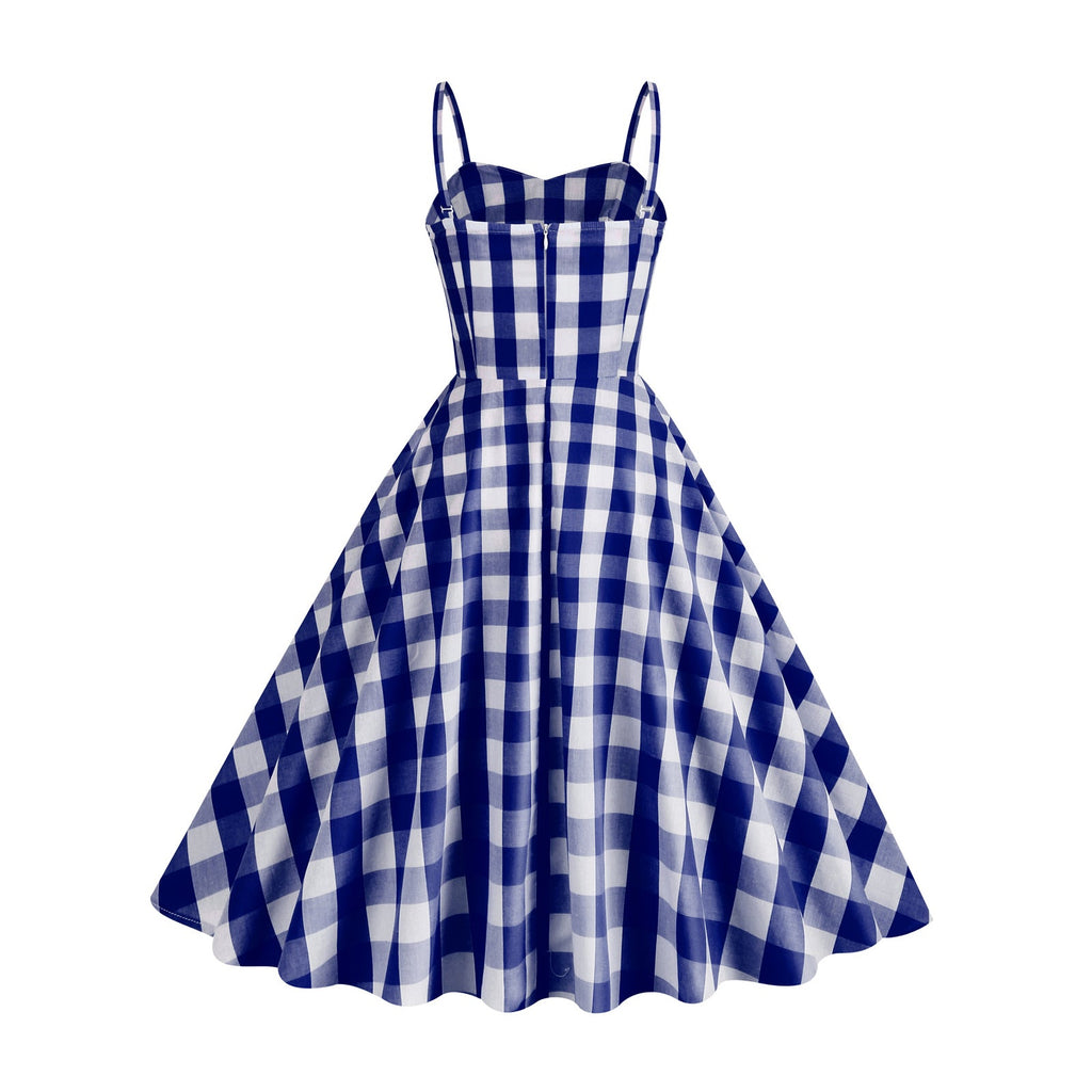 Gingham A-line Midi Dress