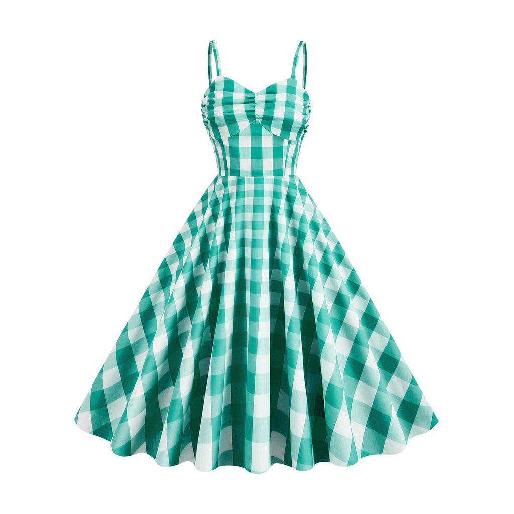Gingham A-line Midi Dress
