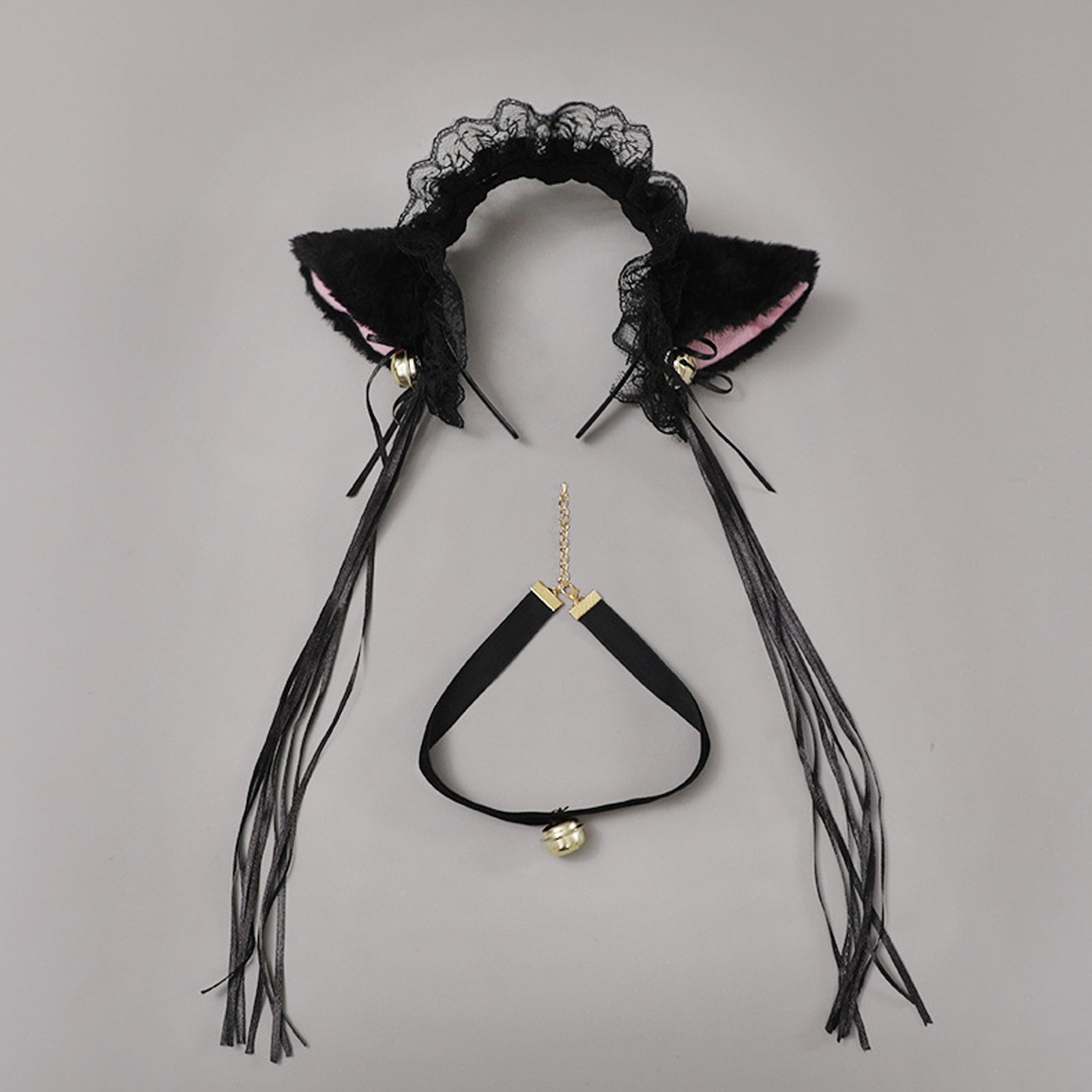 Yomorio Neko Girl Headband and Choker Lace Cat Ears Headpiece 2 Piece Cat Cosplay Accessories
