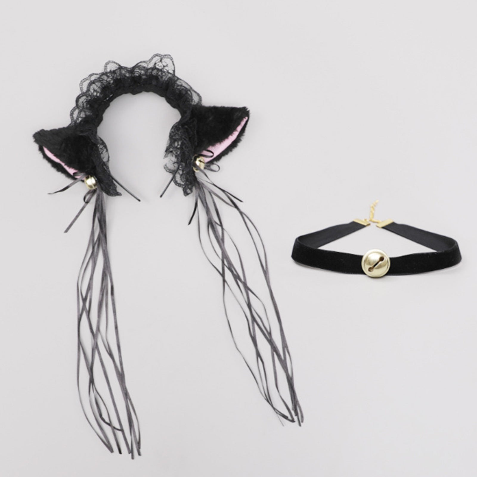 Yomorio Neko Girl Headband and Choker Lace Cat Ears Headpiece 2 Piece Cat Cosplay Accessories