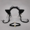 Yomorio Neko Girl Headband and Choker Lace Cat Ears Headpiece 2 Piece Cat Cosplay Accessories