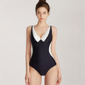 Yomorio Women's Plus Size One Piece Swimsuit Two-Tone Sexy Deep V Bathing Suit